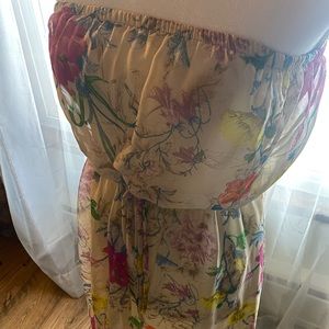 Sheer light yellow, floral dress